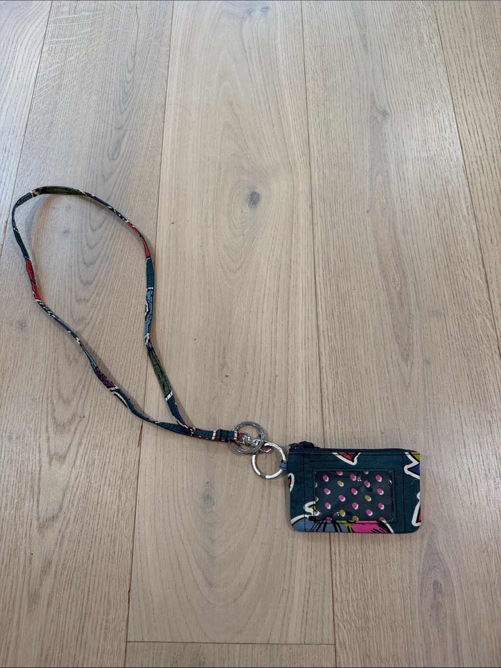 Vera Bradley Green Floral Card Holder Lanyard